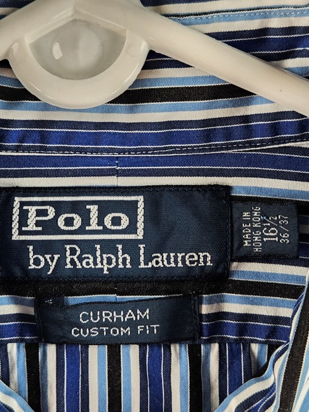 Polo Ralph Lauren Striped Blue Button Up Shirt Curham Custom Fit 16.5 36/37 Men - Picture 8 of 16